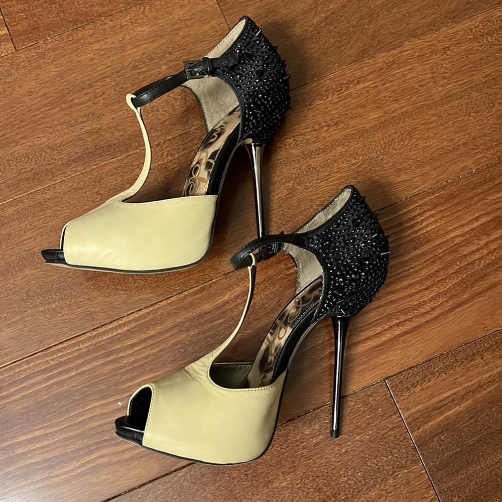 Sam Edelman peep toe spiked heels